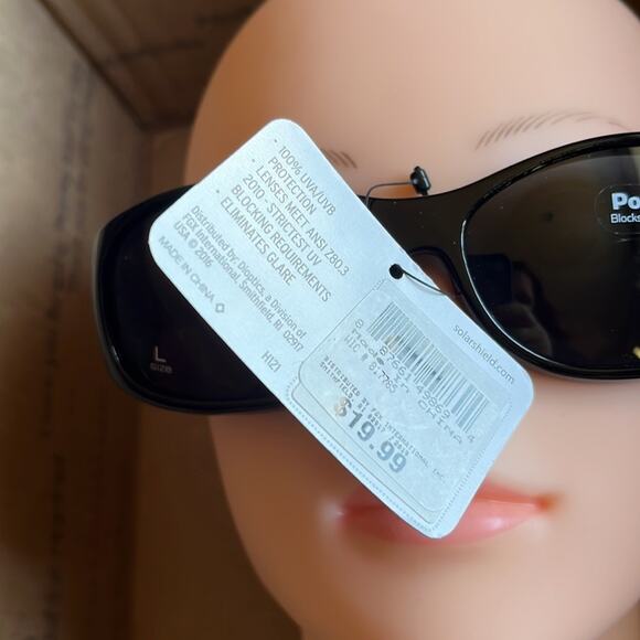 Solar Shield Fits Over Polarized Sunglasses Black Silver L - Picture 4 of 9